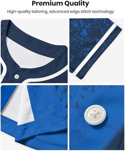 Maillots de baseball personnalisables avec noms et logos, respirants, évacuant l'humidité, 100% polyester, unisexe, grandes tailles, pour les ligues - Product Image 3