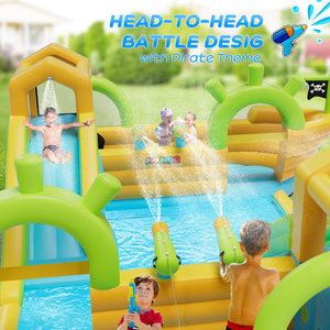 Château gonflable sur le thème du <span class=keywords><strong>bateau</strong></span> <span class=keywords><strong>pirate</strong></span> avec toboggans doubles, qualité commerciale, pour jeux aquatiques pour enfants - Product Image 2