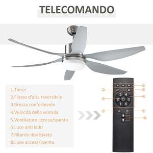 Easycomfort Ventilatore da Soffitto con Luce LED e Telecomando Incluso, 6 Velocità, Silenzioso e Reversibile, ? 132x43cm - Product Image 4