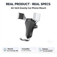 Support de téléphone pour grille d'aération de voiture, support à gravité, fonctionnement à une main, design triangulaire, port de charge ABS pour appareils de 4 à 7 pouces