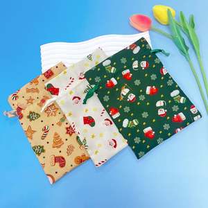 Bolsas de Cordón Reciclables de Algodón Orgánico con Logotipo Personalizado y Tamaño a Medida para Regalos de Fiesta de Navidad - Product Image 4