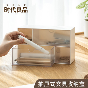 Transparent Drawer Style Stationery Storage <b>Box</b> Rectangle Office Organizer With Smooth Sliding Drawers For Desktop Use - Product Image 3