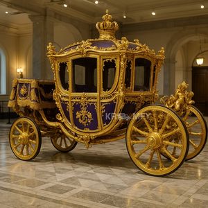 Nuevo Diseño, Carruaje Real Eléctrico de Lujo Color Dorado Personalizado, Tamaño Real, Conducible, 4 Ruedas, Neumáticos de Goma Sólida, Euro 1 - Product Image 3