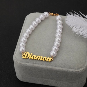 Collar con Placa de Nombre Personalizada al por Mayor, Joyería Personalizada, Collar de Perlas con Nombre, Colgante Chapado en Oro, Joyería Personalizada de Moda - Product Image 2