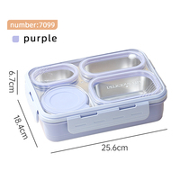 Aohea Boîte à lunch Bento en acier inoxydable durable et étanche à 4 compartiments avec logo personnalisé Contenants de stockage Boîte à lunch pour l'école