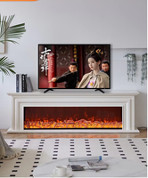 Cheminée électrique française 1,8/2,2/2,4 m avec meuble TV, simulation de flamme LED, télécommande, construction en bois, autoportante, pour usage hôtelier