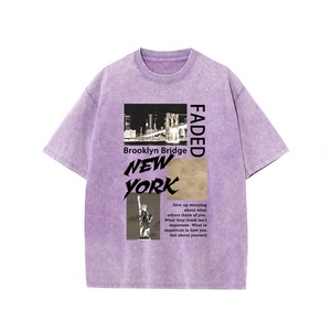 Camiseta de algodón lavado con ácido de peso pesado Retro estampado de gran tamaño camisetas cómodas cuello personalizado Hip Hop Logo de alta calidad para hombres - Product Image 2