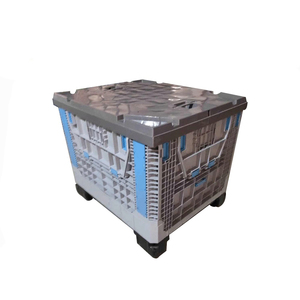 Plastic foldable space-saving pallet baskets box crates for warehouse autoparts