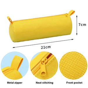 Casing pena bulat biru lucu Oxford, kantung pensil sederhana silinder tahan lama cetak kustom untuk hadiah Hari anak-anak - Product Image 3