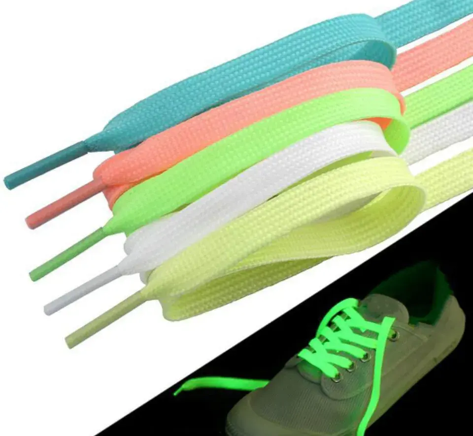 Tali sepatu Sneakers menyala dalam gelap tali sepatu neon bercahaya