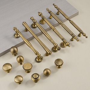<b>Brass</b> Cabinet Handles Bar <b>Knobs</b> Traditional Style Durable For Cabinet <b>Doors</b> Drawers Wardrobes Modular Installation - Product Image 1
