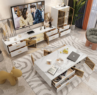 Meubles TV et tables basses nordiques simples en vente chaude, ensemble moderne avec plateau en dalle de roche, meuble TV haut, buffet avec tiroirs