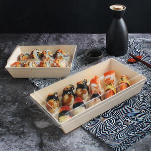 Assiettes rondes en bois d'<span class=keywords><strong>ardoise</strong></span> boîte de plateau en bois de restaurant de sushi assiette en gros plats de service noirs pour la restauration restaurant chaud - Product Image 5