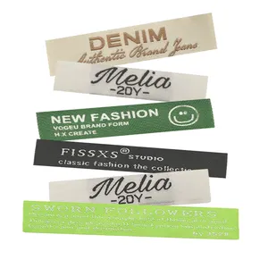 En iyi fiyat tasarım Logo konfeksiyon etiketleri fabrika özel tasarım Logo tekstil Polyester lüks kişiselleştirilmiş dokuma giysiler için etiket