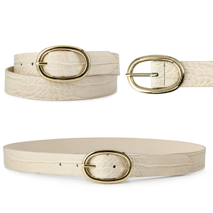 HONGSHEN Designer nuova <span class=keywords><strong>cintura</strong></span> da <span class=keywords><strong>donna</strong></span> con fibbia da <span class=keywords><strong>donna</strong></span> <span class=keywords><strong>Beige</strong></span> in finto coccodrillo - Product Image 1