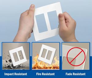 Cubiertas de Placa de Pared Decorativas sin Tornillos para 2 Tomas de Corriente, Blanco Mate, Resistentes a Arañazos e Impactos, de Policarbonato - Product Image 3