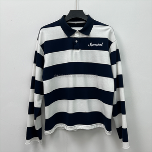 Áo thun streetwear in logo tùy chỉnh, chất liệu cotton cao cấp, kiểu dáng rộng thùng thình, áo thun rugby, áo polo sọc, áo sơ mi dài tay - Product Image 4