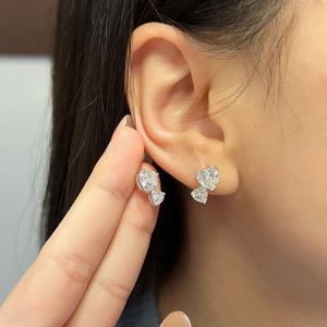 Dylam Dainty High Jewellery 925 <b>Silver</b> D VVS1 Moissanite Heart Love Shape <b>Stud</b> <b>Earrings</b> for Valentine's Day Gifts - Product Image 2