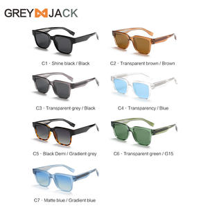 Lunettes de soleil Greyjack, monture TR, protection UV400, polarisées, unisexes, verres carrés, monture bleue transparente, lunettes de soleil tendance - Product Image 1