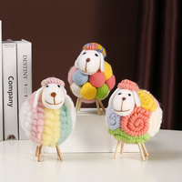 NOUVEAU Ornements modernes rustiques en feutre de laine d'agneau, motifs de moutons en feutre de laine, artisanat fait main pour la décoration intérieure et le rangement