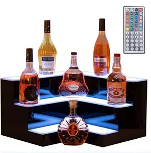 อะคริลิคมุมขวดไวน์ LED Display สำหรับบาร์เคาน์เตอร์ Luicte เหล้าขวด Stand Rack