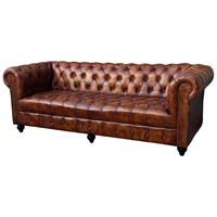 Hochwertiges Konvertierbares 3-Sitzer Chesterfield-Sofa aus Echtleder Villa-Wohnmöbel Tief Geknöpft Luxuriöse Sitzgelegenheit
