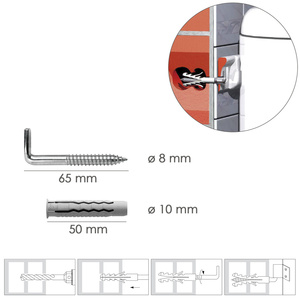 Kit sanitario con gancio e tappo O/ 10 x 50 mm. Scaldabagni / Thermos - Product Image 2