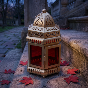 Z7 Large Golden Temple <b>Moroccan</b> Lantern Lamp <b>Decorative</b> Led Wind Lamp Candle Holders Candle Holder <b>Decoration</b> - Product Image 1