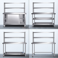 Vente directe usine : Table de travail moderne en acier inoxydable pour équipement de cuisine avec étagère supérieure, facile à nettoyer, idéale pour hôtels et restaurants