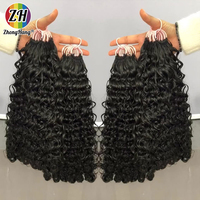 Extensions de cheveux en gros à effet plume, boucles birmanes, invisibles, au crochet, en cheveux humains doublement tirés, vierges, bouclés birmanes, pour crochet
