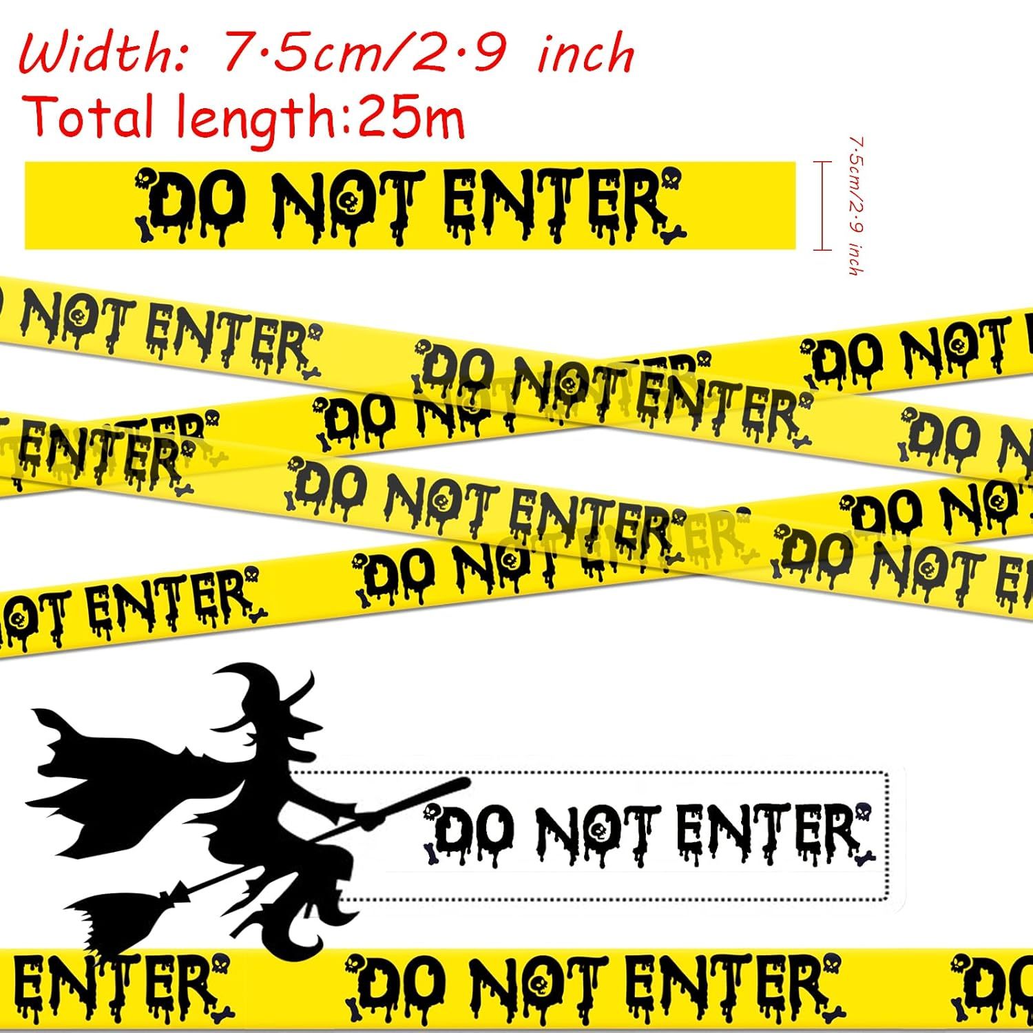 Halloween Decorations DIY Supplies Yellow Black Scary Caution Tape Hazard Warning Door Haunted Houses Deco for Indoor · image 2