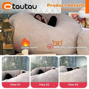 OTAUTAU Housse de <span class=keywords><strong>pouf</strong></span> <span class=keywords><strong>géant</strong></span> King Size sans rembourrage, douce et moelleuse, pour fauteuil <span class=keywords><strong>pouf</strong></span>, canapé, siège d'angle au sol, futon DD007 - Product Image 4