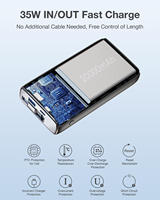 Câble USB-C rétractable intégré, charge rapide 35W PD 22.5W, batterie haute capacité 20000mAh, double sortie, affichage numérique, ODM portable