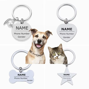 Custom Metal Dog Tag Keychain Stainless Steel Key <b>Ring</b> Engraved <b>Name</b> Tag Pendant for Gift and Promotion - Product Image 2