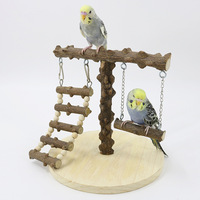 Perchoir en bois d'ash épineux pour perroquet avec échelle, balançoire et perchoir d'entraînement – Aire de jeux naturelle en bois massif pour oiseaux