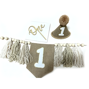 Driedelige set Verjaardagsfeestje Achtergrond Wanddecoraties Kinderdecoraties voor 1-jarigen Kronen Kaartinzetstukken Hot Selling - Product Image 5