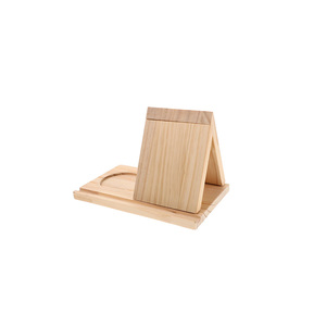 Support de téléphone pliable en bois de pin massif, poncé à la main, <span class=keywords><strong>avec</strong></span> rainure intégrée pour support de tasse et base de dessous de verre, pour usage quotidien sur bureau - Product Image 2