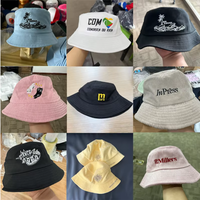 Chapeau bob double face en gros, chapeaux bob réversibles personnalisés, chapeau de pêcheur en coton uni à large bord brodé pour hommes et femmes