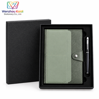 Carnet de notes de luxe en cuir olive avec fermeture à bouton, étui assorti, logo personnalisé, ensemble de carnets d'écriture pour l'école et les affaires