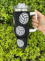 Gobelets isothermes de football en acier inoxydable de haute qualité de 40 oz, écologiques, avec paille, 18 couleurs, design strass brillant marron rose