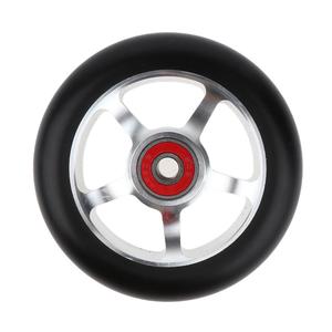 1 paio di ruote per Scooter acrobatiche in argento da 100mm con boccole per cuscinetti, inclusi freni per Scooter, pneumatici elettrici per Scooter - Product Image 4