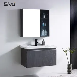 Chaozhou Waterbestendig Hotel 32 Inch Enkele Gootsteen Moderne Muur Mount Multiplex Kast Badkamer Ijdelheid