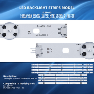 Tira de retroiluminación LED 4+<span class=keywords><strong>5</strong></span> LAMP para TV <span class=keywords><strong>TVE</strong></span>_WICOP_49INCH_UHD_REV06_A/B 49LF510V 49UF640V 49TV61CH 49UF640-ZA 49UH610A 49UF6407 - Product Image 6