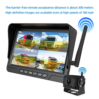 Kamera dasbor layar sentuh nirkabel IPS 7 ", kamera perekam HD layar sentuh, kamera cadangan terbalik 4CH untuk truk/Bus/RV/SUV