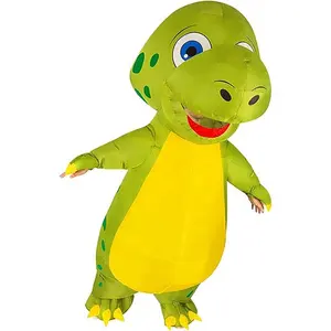 Funtoys Dinossauro Verde Mascote Inflável Traje para Adulto Cartoon Animal Cosplay Corpo Inteiro para Halloween Party