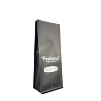 Sac de café à fond plat noir personnalisé, scellé à chaud, 500g 1KG, en solde