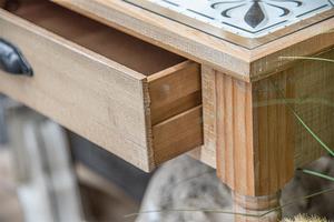 Innova Home Custom <b>Retro</b> Farmhouse White Wash Solid Wood Top Side Entry Table 2 Drawers Dining Hotel Use Durable Living Room - Product Image 3