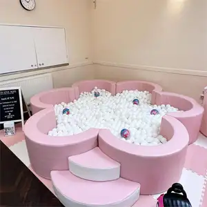 Pink soft play sets kids playground with flower ball pit ball pit balls pink inflatable animals neutral soft play