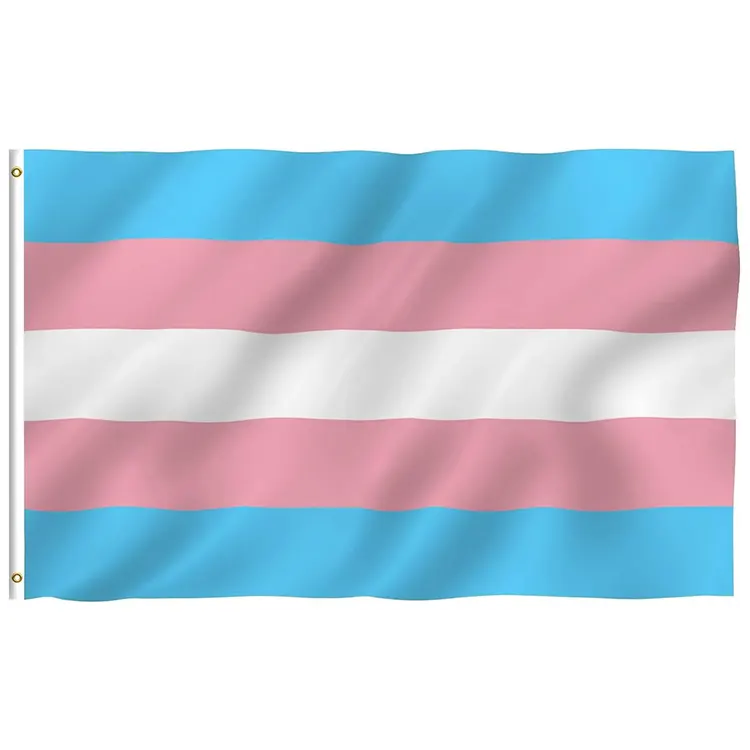 3x5 chân chuyển giới cờ màu sắc sống động và mờ dần bằng chứng đôi khâu màu hồng màu xanh cầu vồng LGBT niềm tự hào tháng diễu hành cờ 3x5 ft