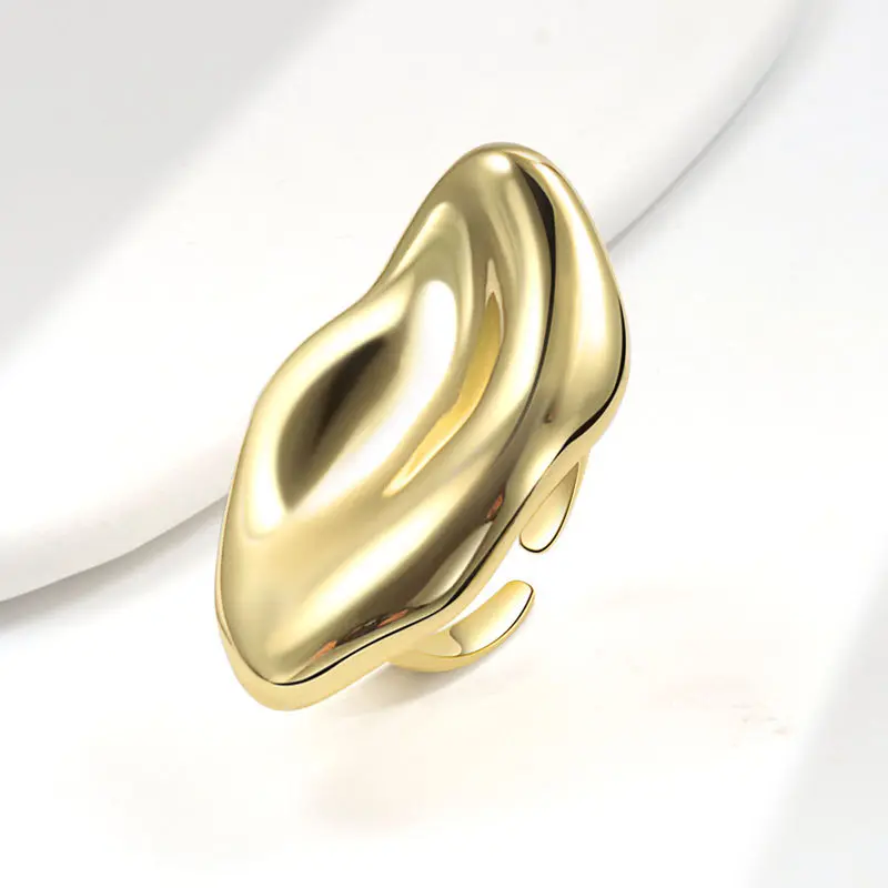 Produttore di marca francese esagerato in metallo lucido Non appannato a prova di acqua 18k oro massiccio placcato anello di fidanzamento per le donne